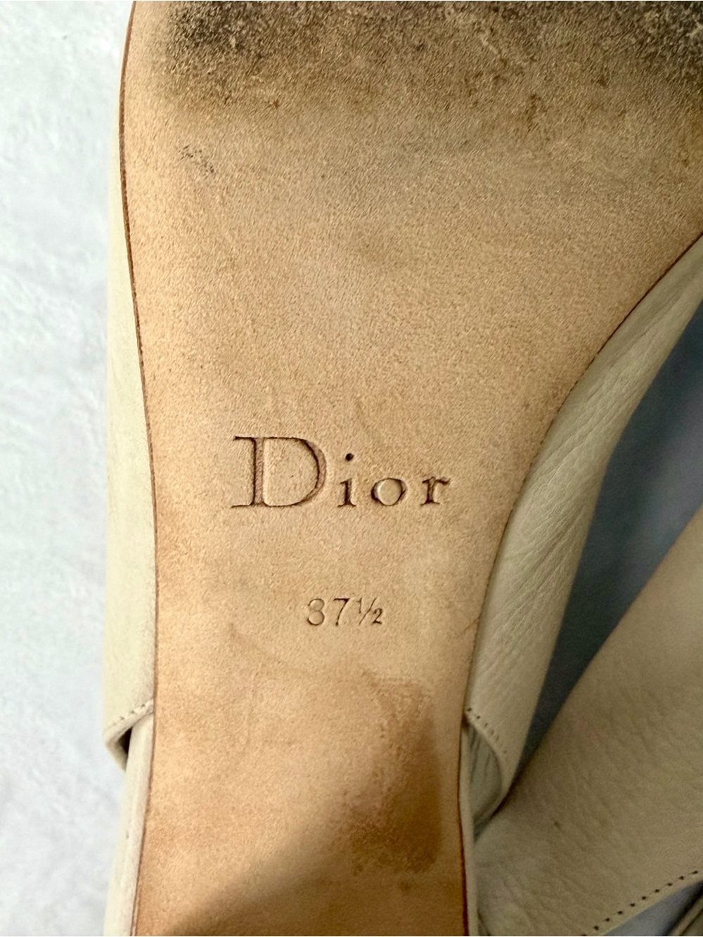Dior leather slingbacks, block heels, branded metal plate&accents, cream, 37.5 - Picture 10 of 12